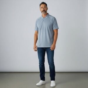 VRST Men's Gray Textured Polo Shirt Short Sleeve Size XL‎